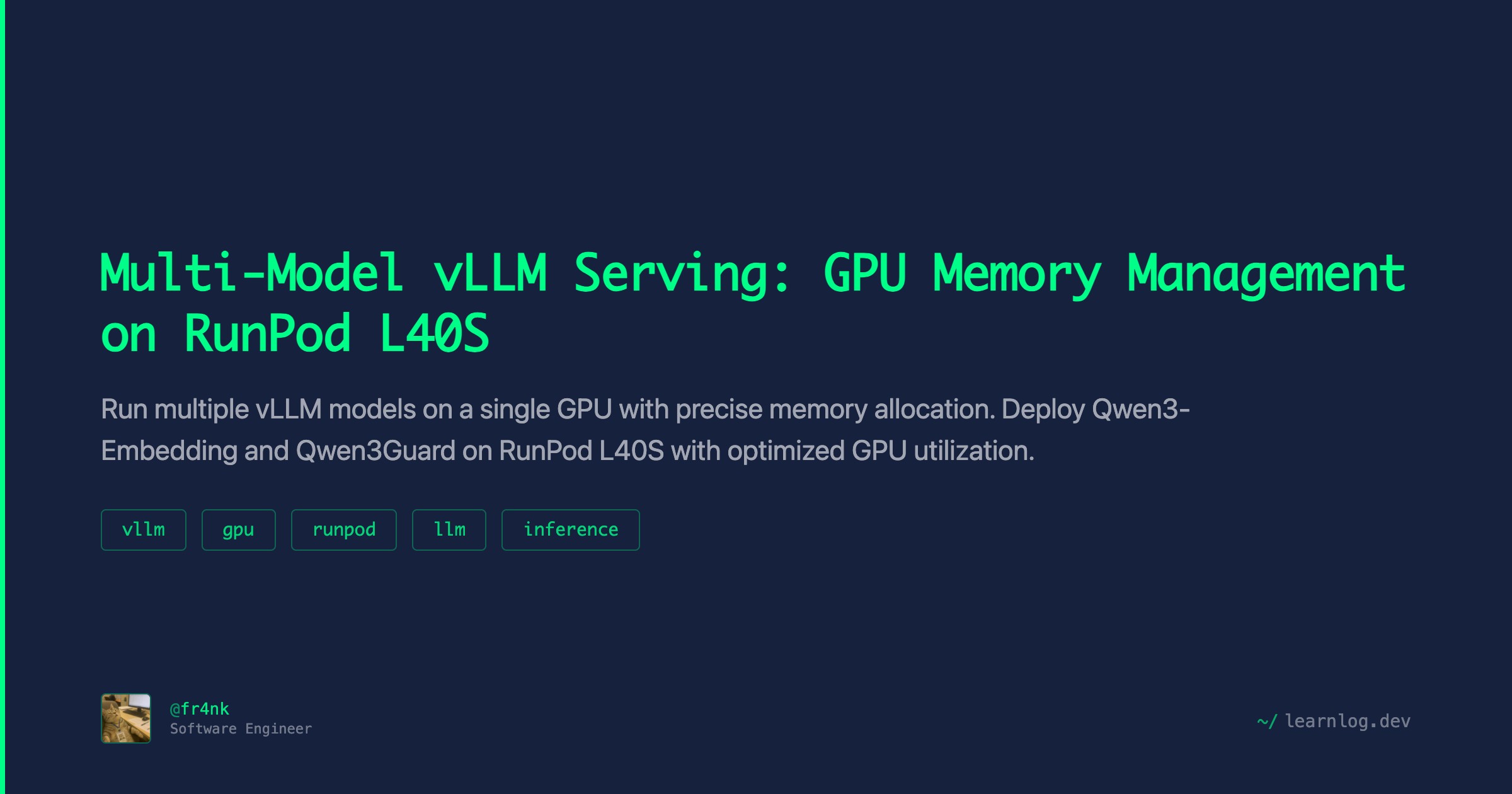 Multi-Model vLLM Serving: GPU Memory Management on RunPod L40S | LearnLog